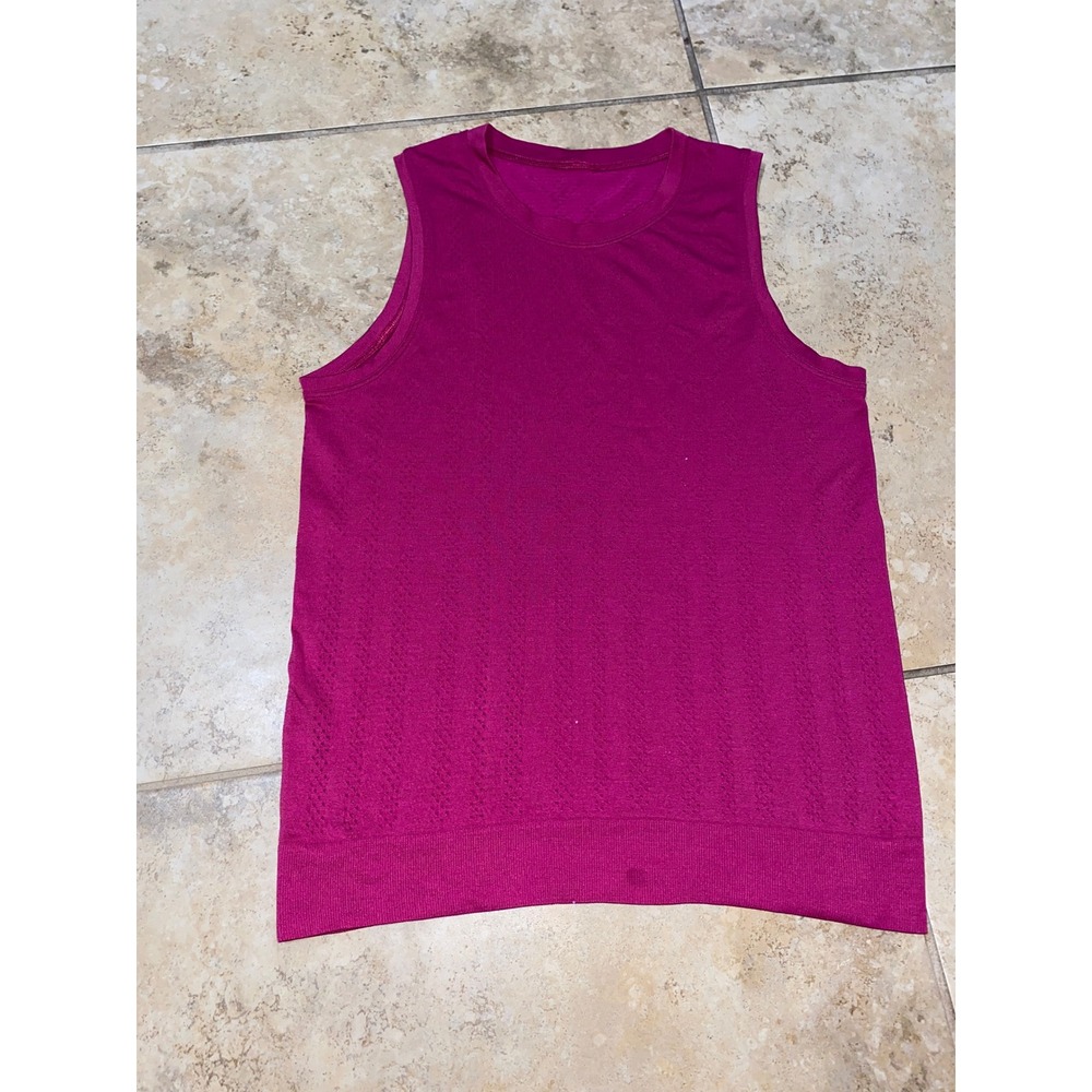 Lululemon Swiftly Breathe Muscle Tank Top Fletching Lines Ripened Raspberry Sz 6 - Picture 4 of 15